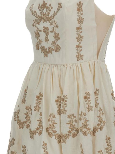 Agua By Agua Bendita embroidered scalloped-hem dress - Neutrals