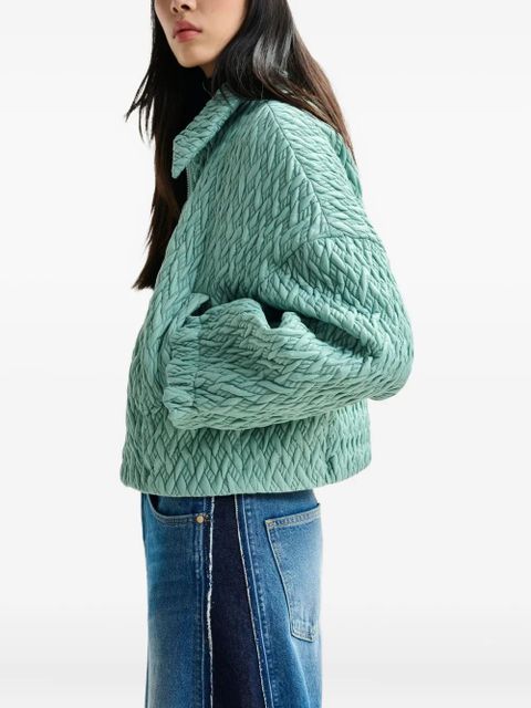 Essentiel Antwerp braid-quilted zip-front jacket - Green