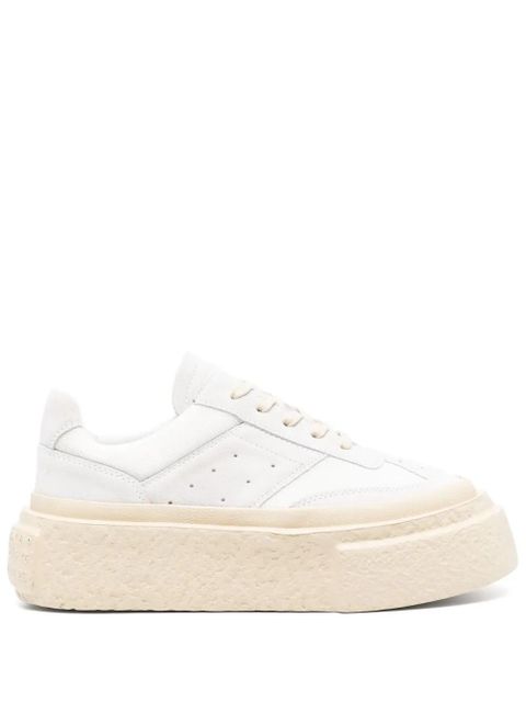 MM6 Maison Margiela numbers-motif leather sneakers - White - zdjęcie produktu nr 1
