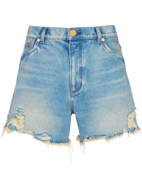 Balmain mid-rise frayed denim shorts - Blue - zdjęcie produktu nr 1
