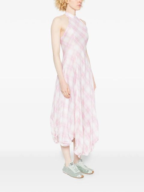 Gimaguas checked asymmetric-hem dress - White