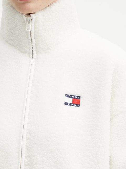 Tommy Jeans bluza polarowa damska kolor beżowy gładka DW0DW21596