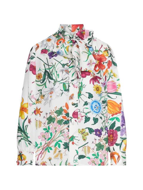 Gucci floral-print bow shirt - White - zdjęcie produktu nr 1