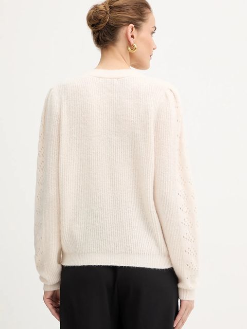 Morgan kardigan z dodatkiem wełny damski kolor beżowy MPLAY