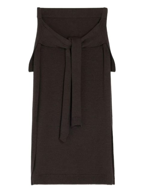 LEMAIRE tie-detail ribbed midi skirt - Brown - zdjęcie produktu nr 1
