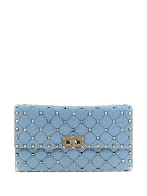 Valentino Garavani Rockstud Spike moiré shoulder bag - Blue - zdjęcie produktu nr 1