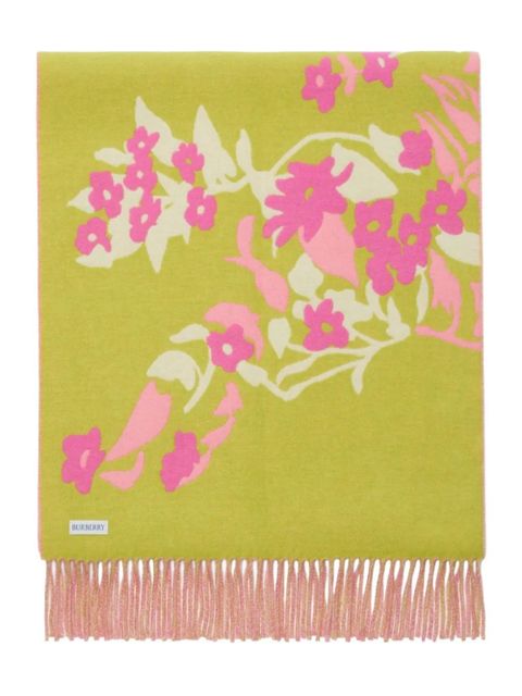 Burberry floral-motif jacquard fringed scarf - Pink - zdjęcie produktu nr 2