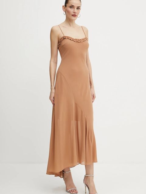 Bardot sukienka kolor brązowy midi rozkloszowana 59885DB - zdjęcie produktu nr 1