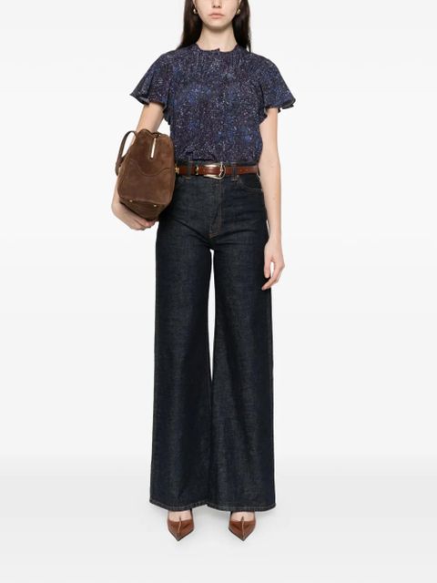 ISABEL MARANT speckled pleated blouse - Blue