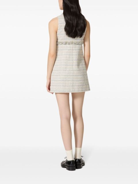 Valentino Garavani crystal-embellished tweed minidress - Neutrals