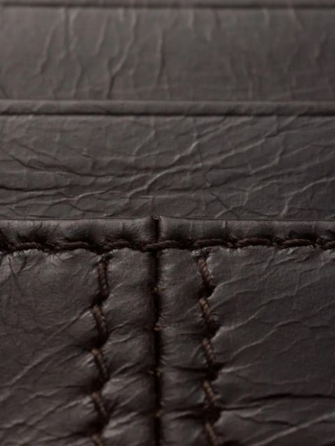 Prada triangle-logo leather card holder - Brown