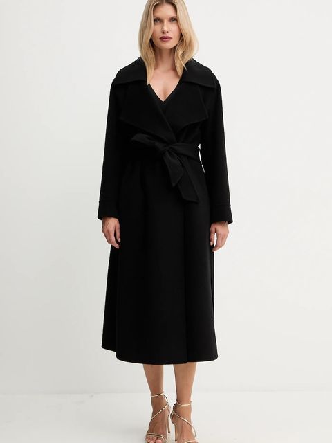 Simona Corsellini płaszcz wełniany kolor czarny A25CPCPV0101 - zdjęcie produktu nr 1