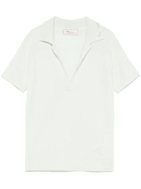Blumarine logo-appliqué polo top - Green - zdjęcie produktu nr 1