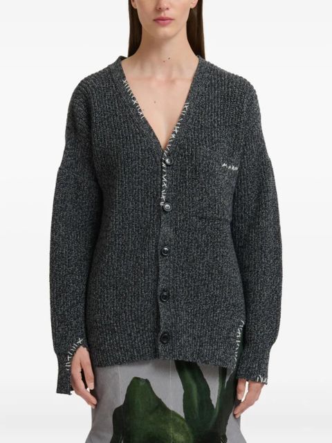 Marni V-neck logo-embroidered cardigan - Grey - zdjęcie produktu nr 2
