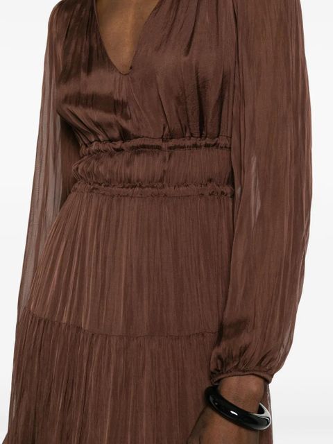 SOLOTRE tiered V-neck dress - Brown