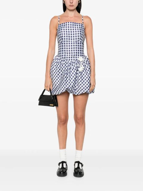 Self-Portrait gingham-pattern sleeveless mini dress - Blue - zdjęcie produktu nr 2
