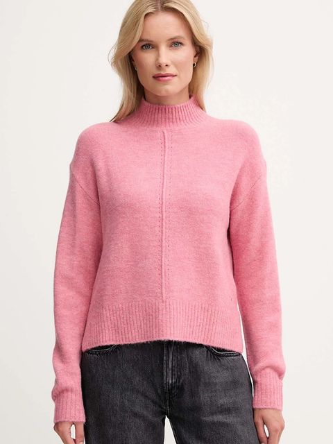 Pepe Jeans sweter z domieszką wełny damski kolor różowy z półgolfem PL7000032 - zdjęcie produktu nr 1