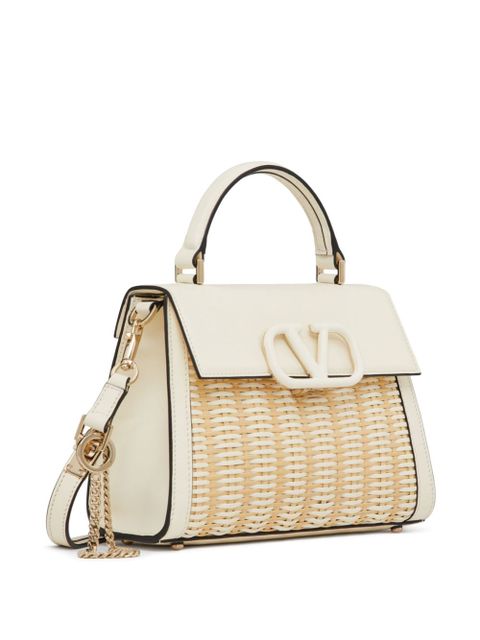 Valentino Garavani small VSling wicker top-handle bag - Neutrals