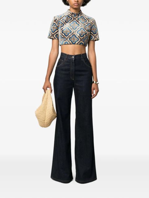 ETRO cropped patterned top - Blue - zdjęcie produktu nr 2