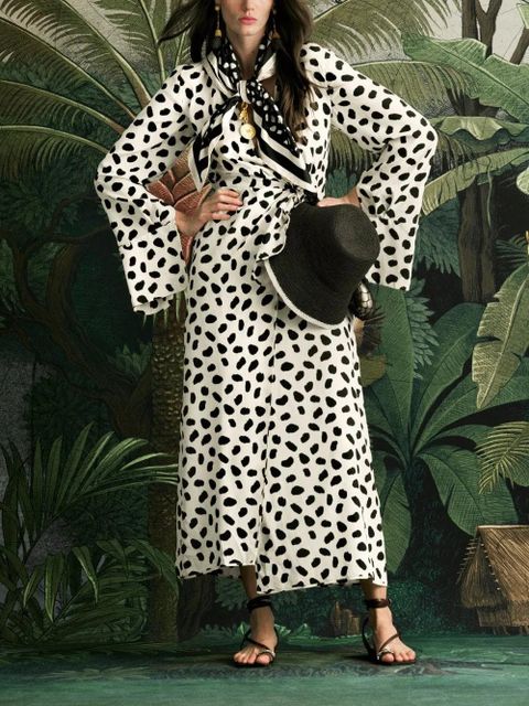 Johanna Ortiz Ollantay animal-print V-neck midi dress - Neutrals - zdjęcie produktu nr 2