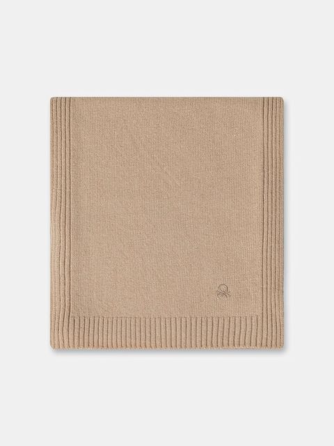 United Colors of Benetton szalik z dodatkiem wełny damski kolor beżowy gładki 122HDU01O