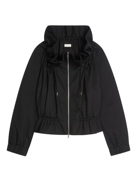 DRIES VAN NOTEN ruffled-neck zip-up jacket - Black - zdjęcie produktu nr 1