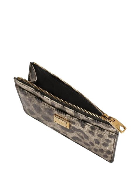 Dolce & Gabbana leopard-print plaque wallet - Brown