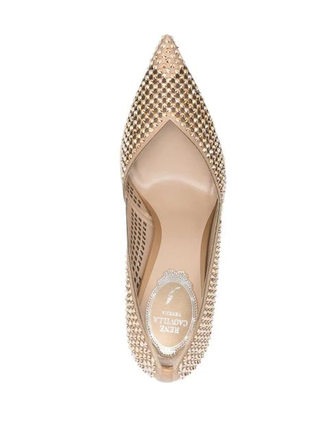 René Caovilla Swarovski-embellished pointed-toe pumps - Neutrals