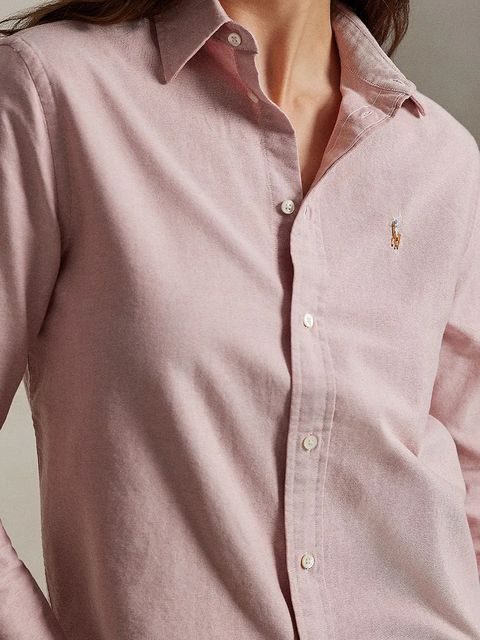 Polo Ralph Lauren koszula bawełniana damska kolor różowy relaxed z kołnierzykiem klasycznym 211970736