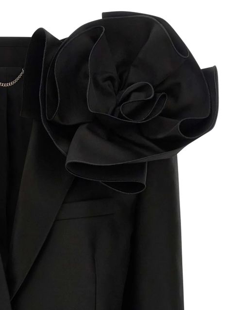 Magda Butrym flower-appliqué single-breasted blazer - Black