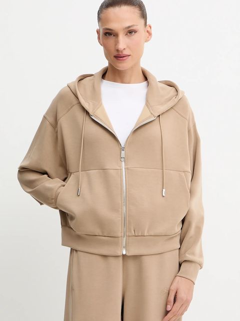 BOSS Orange bluza damska kolor beżowy z kapturem gładka 50547813 - zdjęcie produktu nr 1