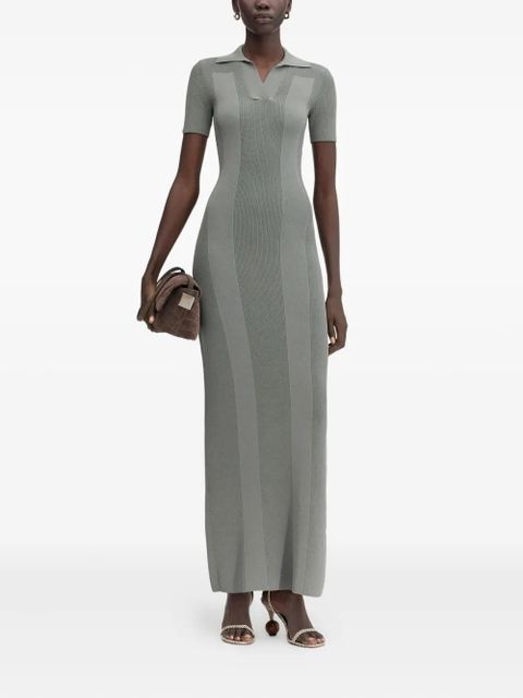 Jacquemus Polo ribbed knit long dress - Grey