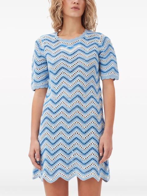GANNI crochet-knit organic cotton minidress - Blue
