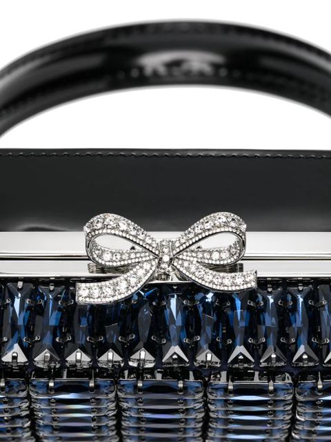 Self-Portrait crystal-embellished top-handle mini bag - Blue