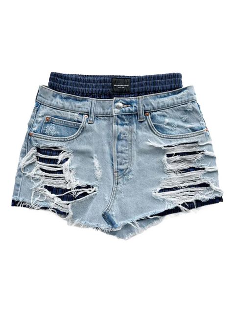 Alexander Wang distressed-denim mini skirt - Blue