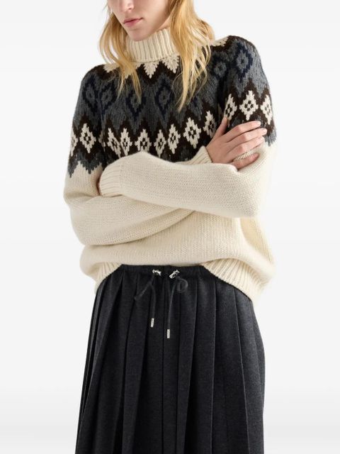 Prada intarsia turtleneck ribbed sweater - Neutrals