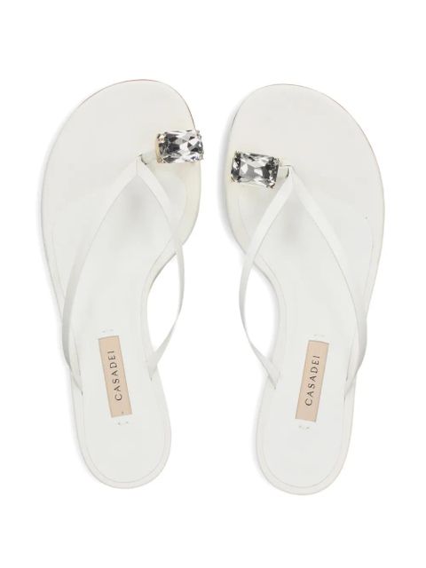 Casadei crystal-embellished leather sandals - White