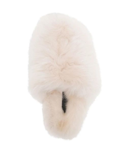 Yves Salomon closed toe fur slippers - White