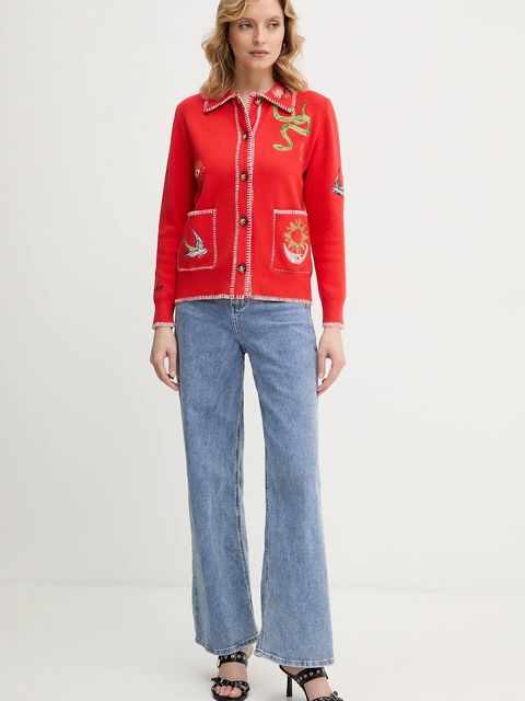 Never Fully Dressed kardigan Mystcial damski kolor czerwony NFDKN752 - zdjęcie produktu nr 2