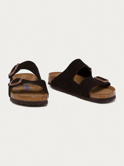 Birkenstock klapki zamszowe Arizona damskie kolor brązowy 951313 - zdjęcie produktu nr 1