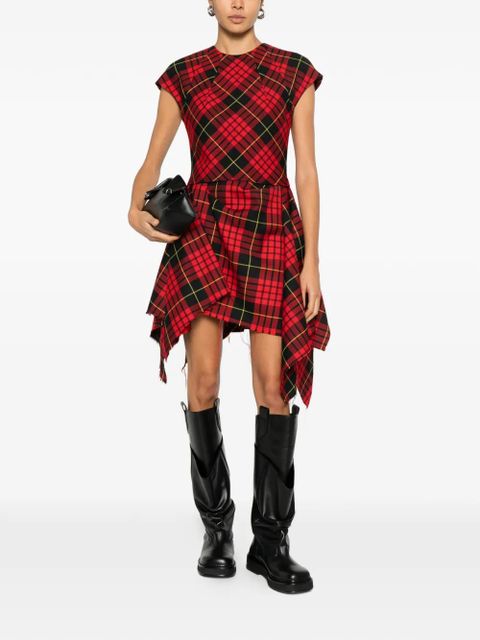 Alexander McQueen check draped mini dress - Red - zdjęcie produktu nr 2