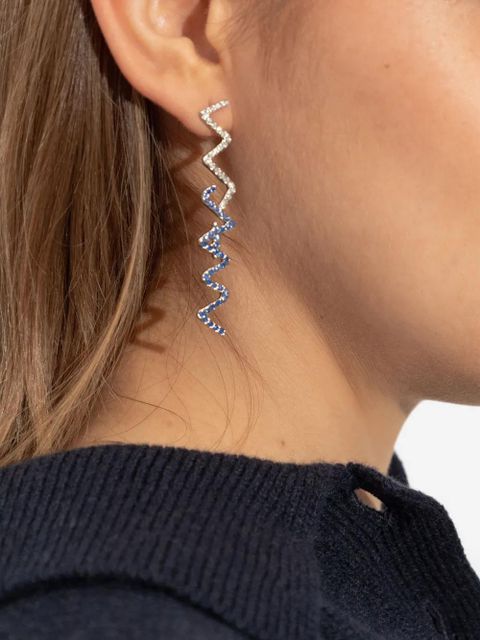 Marni crystal-embellished zigzag earrings - Blue