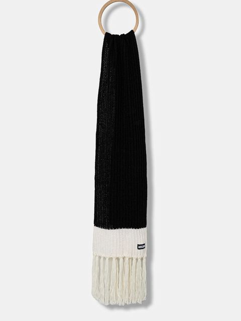 Moschino szalik z wełną damski kolor czarny gładki M3340 30840 - zdjęcie produktu nr 1