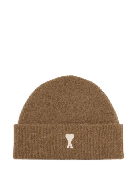 AMI Paris striped Ami De Coeur beanie - Brown - zdjęcie produktu nr 1