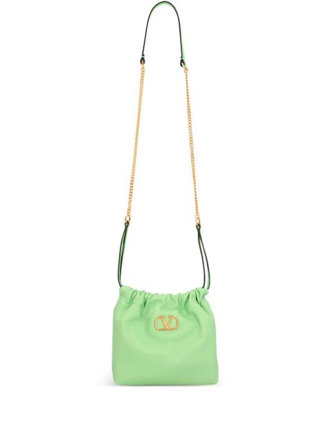 Valentino Garavani V Logo Signature mini drawstring shoulder bag - Green - zdjęcie produktu nr 1
