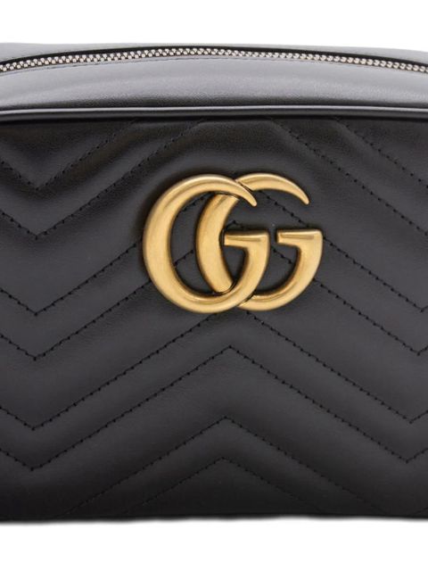 Gucci small GG Marmont logo shoulder bag - Black