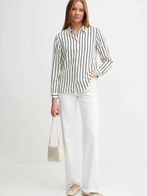 United Colors of Benetton koszula damska kolor beżowy regular z kołnierzykiem klasycznym 5T17DQ0AZ