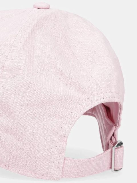 BOSS czapka z daszkiem lniana kolor różowy gładka 50539507