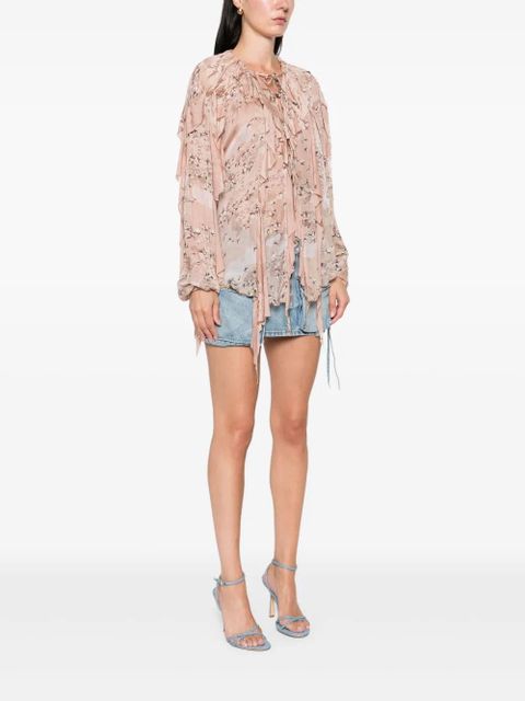 Diesel ruffled printed blouse - Brown