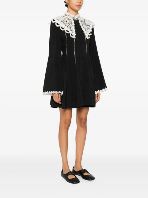 ALEMAIS Apollonia lace collar mini dress - Black